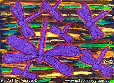 Colourful Dragonfly Contemporary Aboriginal Art Print by Mirree